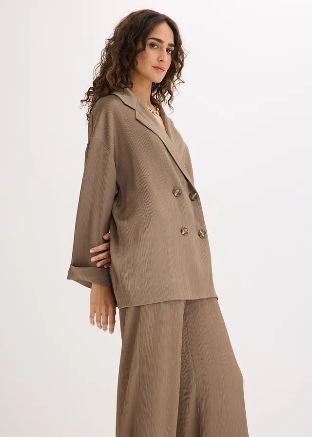 Oversized blazer met dubbele knoopsluiting • taupe • product-page.page-title-suffix