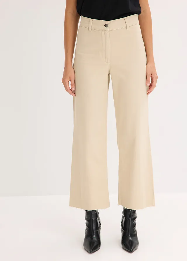 Pantalon en twill 100% coton, Couleur: sable clair