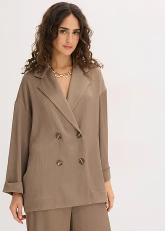 Oversized blazer met dubbele knoopsluiting • taupe • bonprix online shop