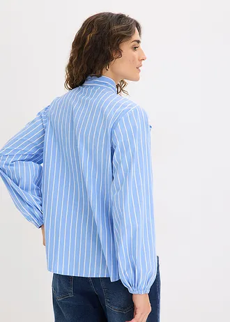 Blouse met strikkraag • middenblauw-wit gestreept • bonprix online shop