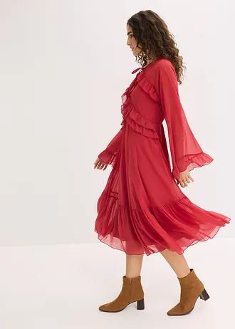 Robe en mousseline • rouge cerise • Boutique bonprix