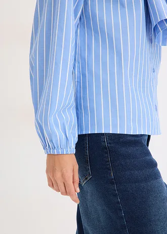 Chemisier à col lavallière • bleu moyen-blanc rayé • Boutique bonprix