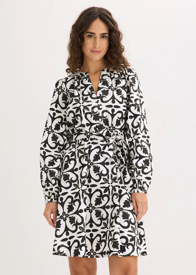 Robe imprimée, Couleur: blanc/noir imprimé
