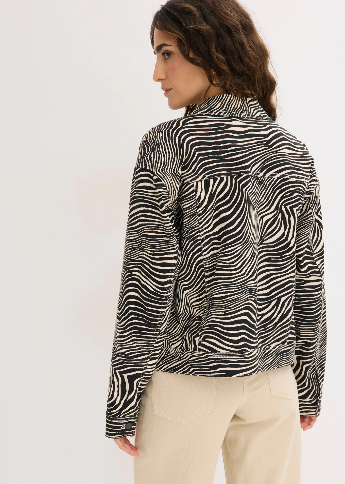 Twill jas • sand-zwart zebraprint • bonprix online shop