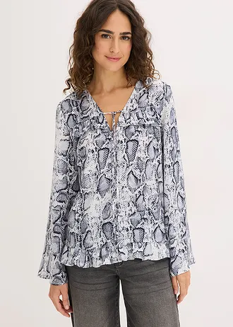 Tuniek van soepel satijn • zwart-wit slangenprint • bonprix online shop