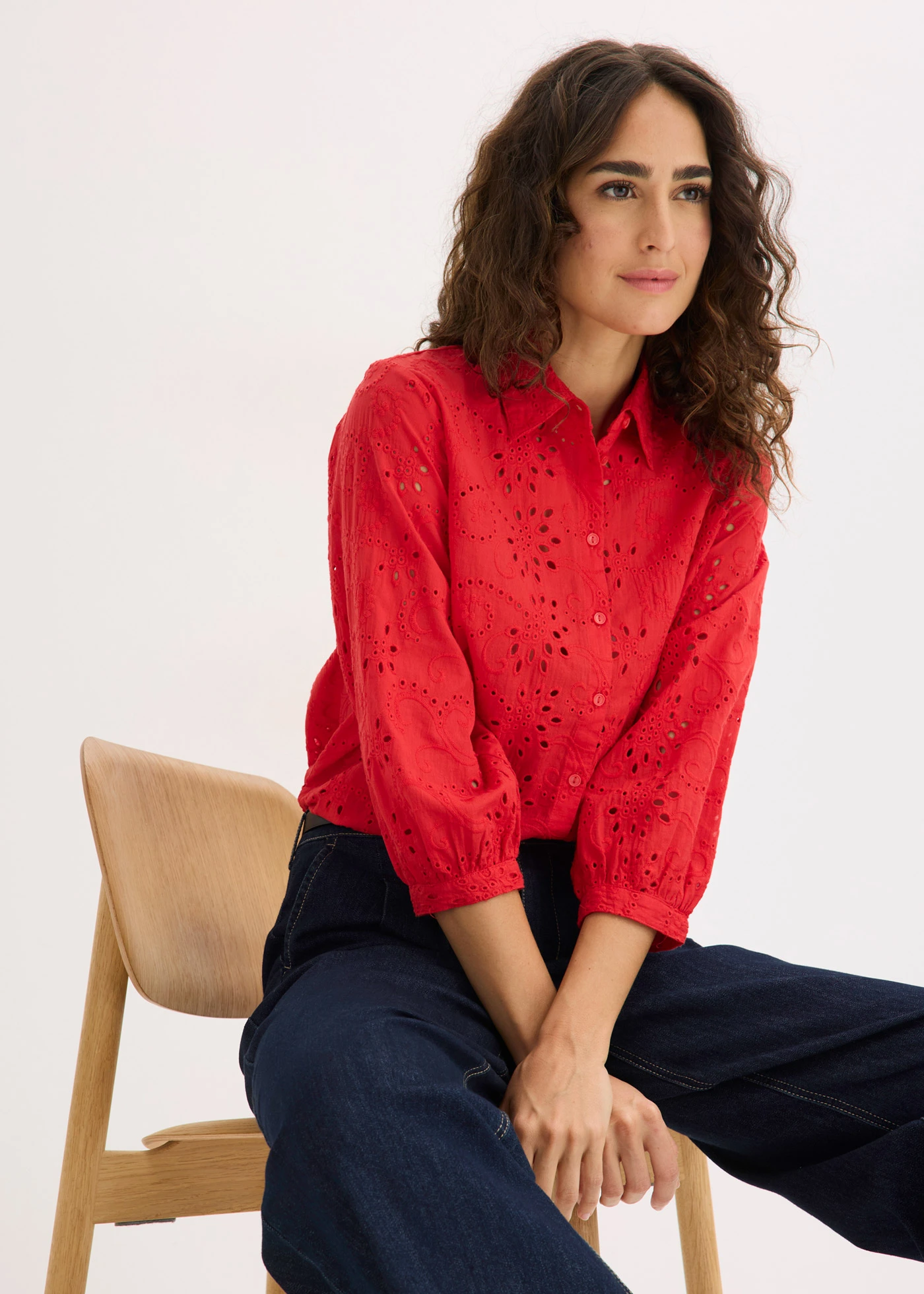 Chemisier en broderie anglaise • fraise • Boutique bonprix