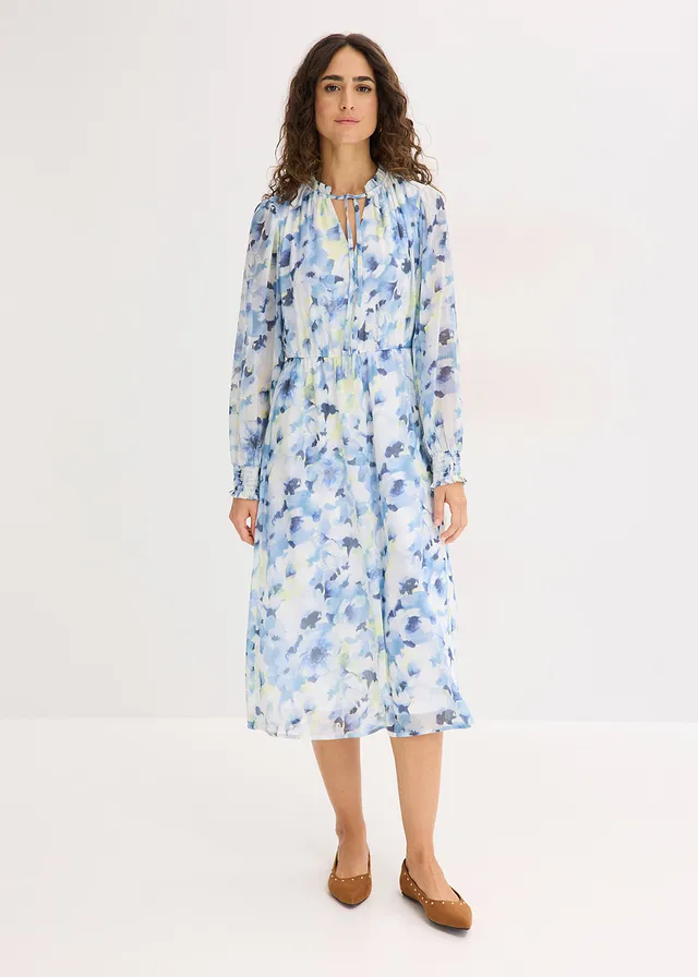 Rochie din șifon, culoare: albastru floral