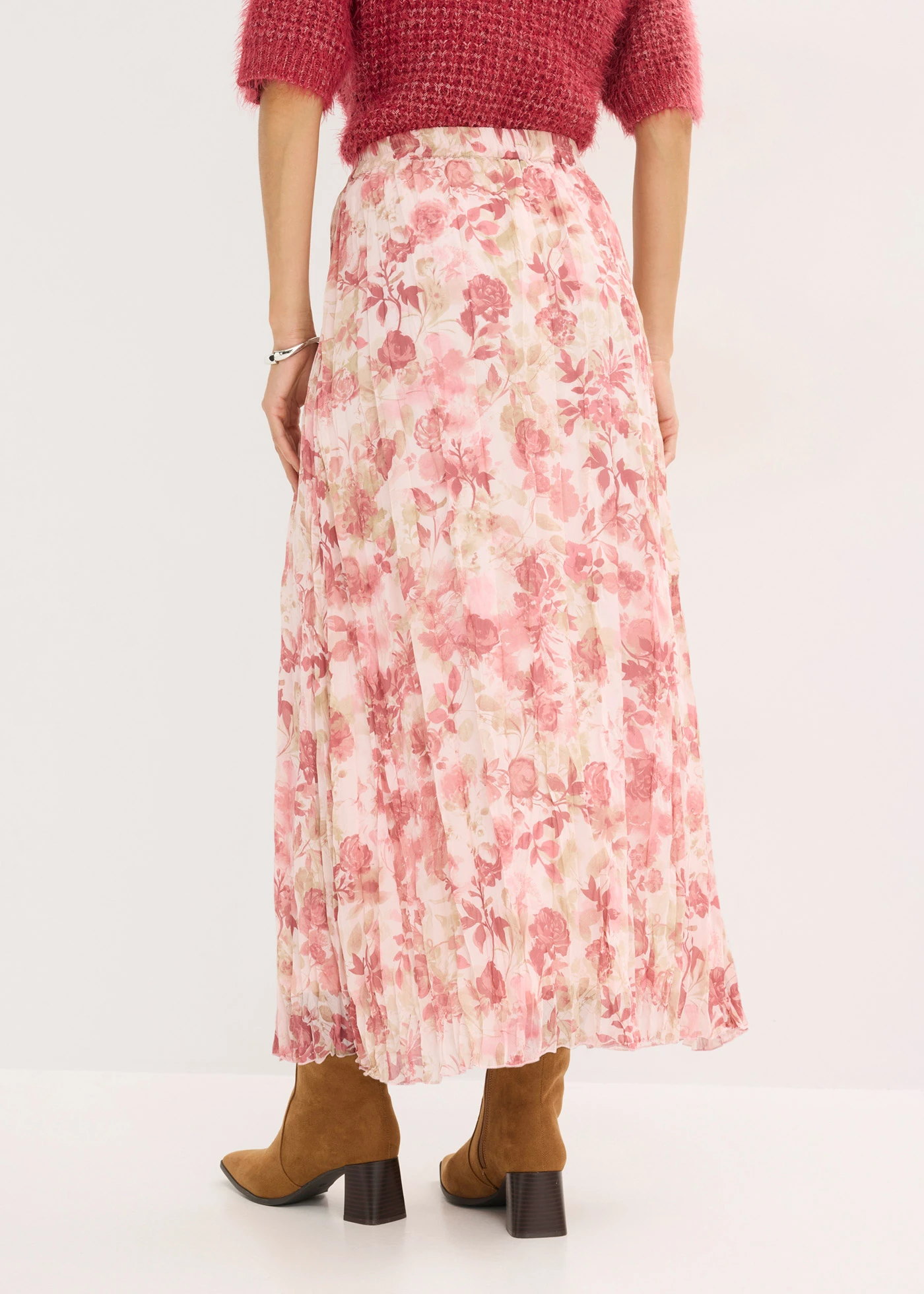 Jupe en mousseline effet froissé • rose clair floral • Boutique bonprix