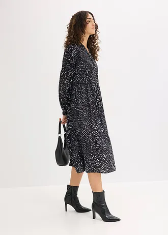 Robe midi 100% coton • noir-écru imprimé • Boutique bonprix