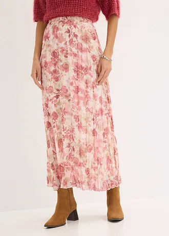 Jupe en mousseline effet froissé • rose clair floral • Boutique bonprix