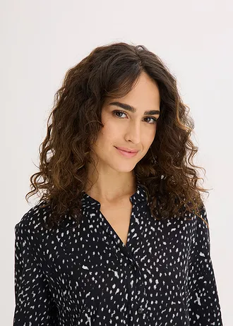 Midi jurk van puur katoen • zwart-wolwit met print • bonprix online shop