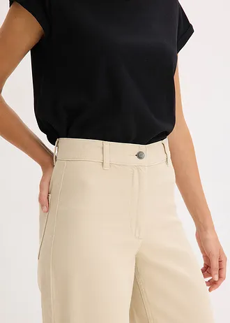 Twill broek van katoen • lichtsand • bonprix online shop