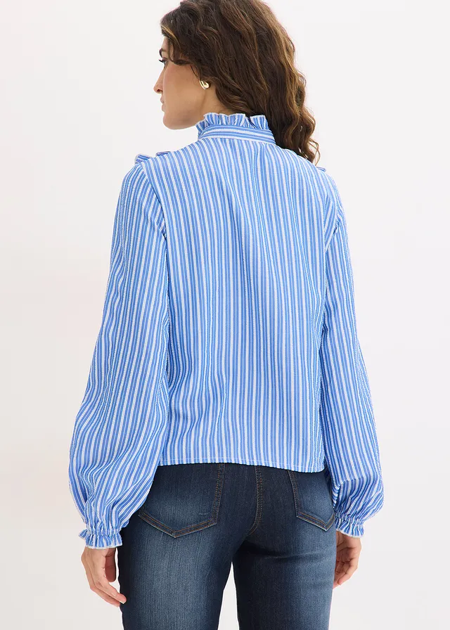 Blouse, Couleur: bleu/blanc rayé