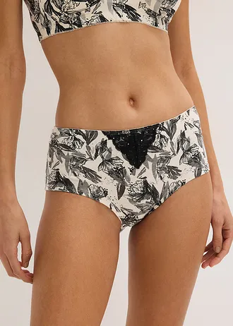 Maxi hipster (set van 4), Kleur: zwart + natuurbeige-zwart gebloemd