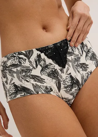 Maxi női alsó (4 db-os csomag) • fekete+natúrbézs-fekete-virágmintás • bonprix áruház