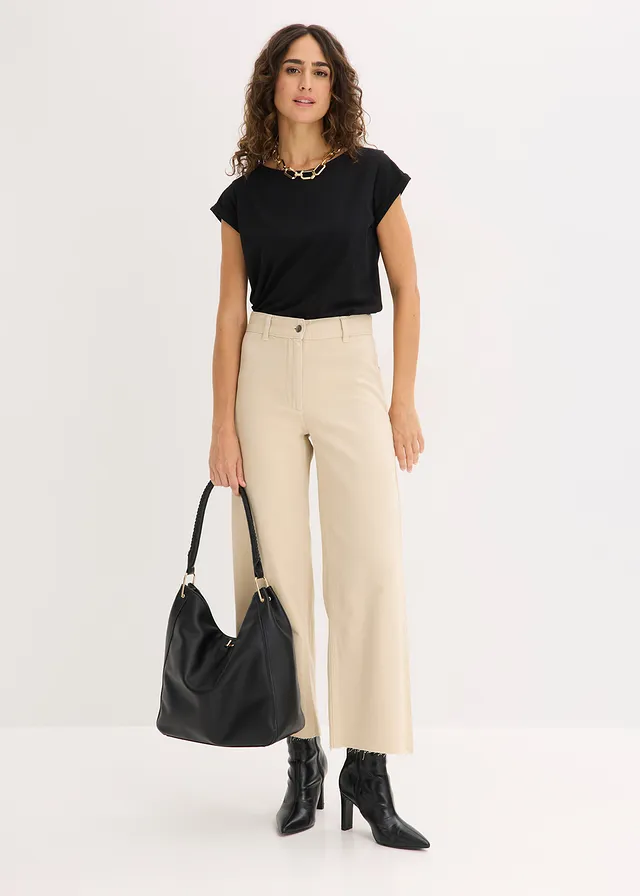 Pantalon en twill 100% coton, Couleur: sable clair