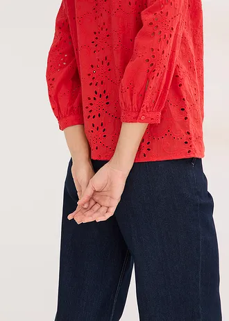 Blouse met broderie anglaise • aardbeirood • bonprix online shop