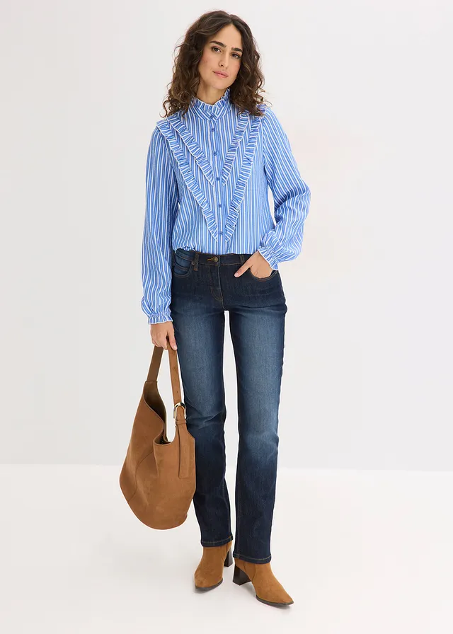 Blouse, Kleur: blauw-wit gestreept