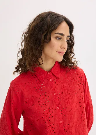 Blouse met broderie anglaise • aardbeirood • bonprix online shop