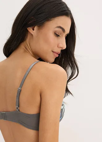 Sutien balconette cu broderie fină • gri-granit-albastru mediu floral • magazin bonprix