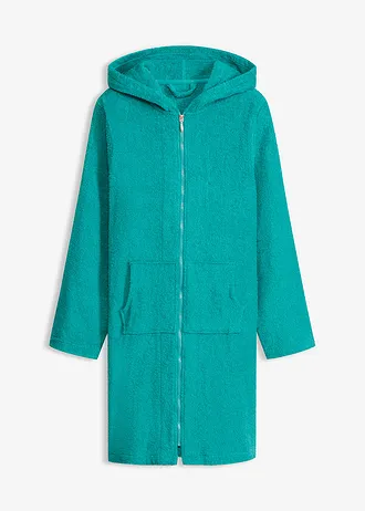 Frotté badjas met ritssluiting van biologisch katoen • smaragd • bonprix online shop