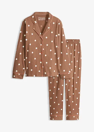 Pyjama, Kleur: kastanjebruin-natuurbeige gestippeld