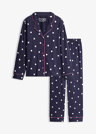 Pyjama doux, Couleur: bleu marine pois blanc