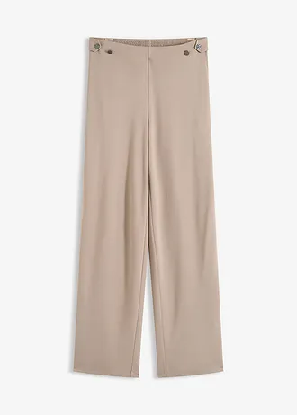 Pantaloni marlene din material Punto di Roma cu bandă din satin