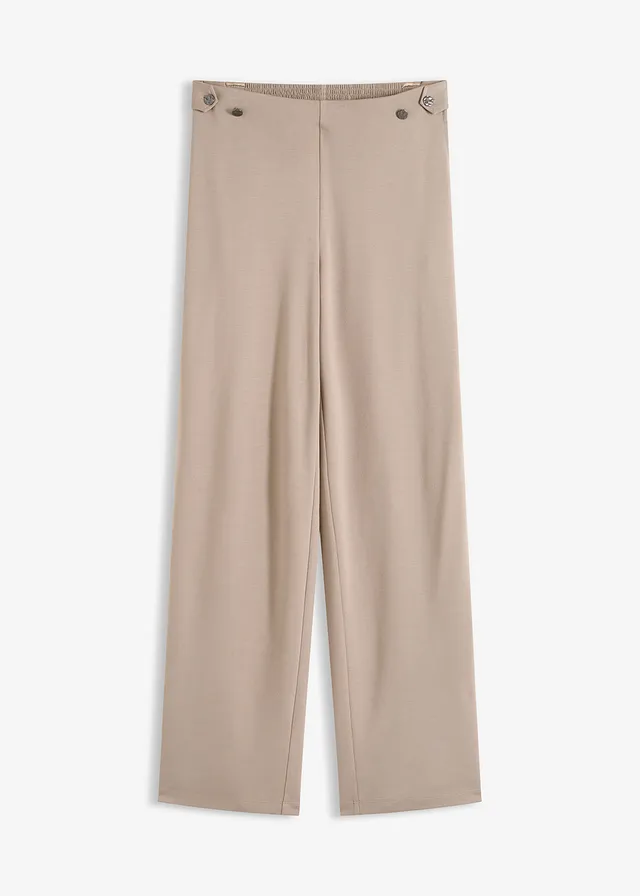 Marlene Dietrich broek van Punta di Roma met een satijnen band, Kleur: taupe
