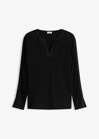 T-shirt manches longues avec empiècement satin