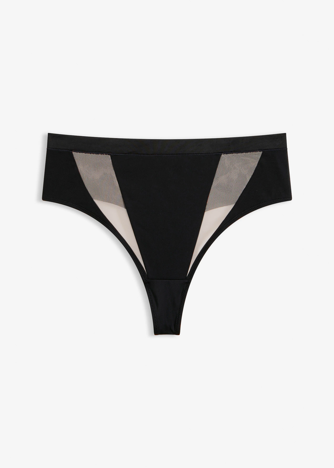 High waist string met transparante inzetstukken • zwart • bonprix online shop