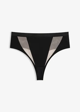 High waist string met transparante inzetstukken
