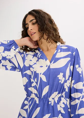 Sukienka tunikowa • niebieski w kwiaty • sklep bonprix