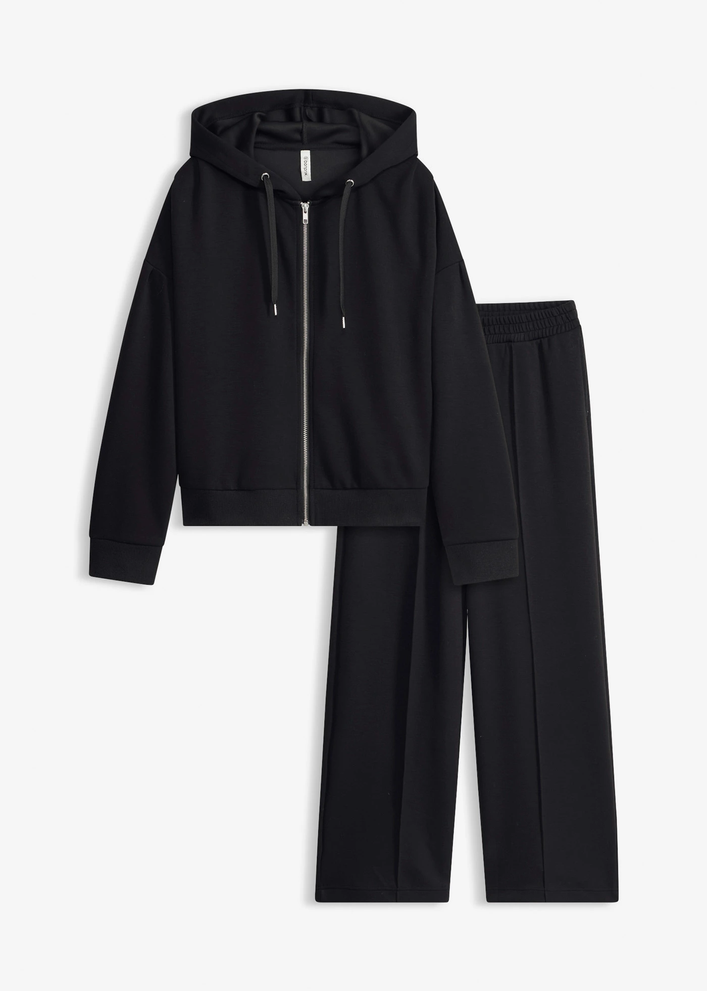 Huispak van scuba met korte top • zwart • bonprix online shop