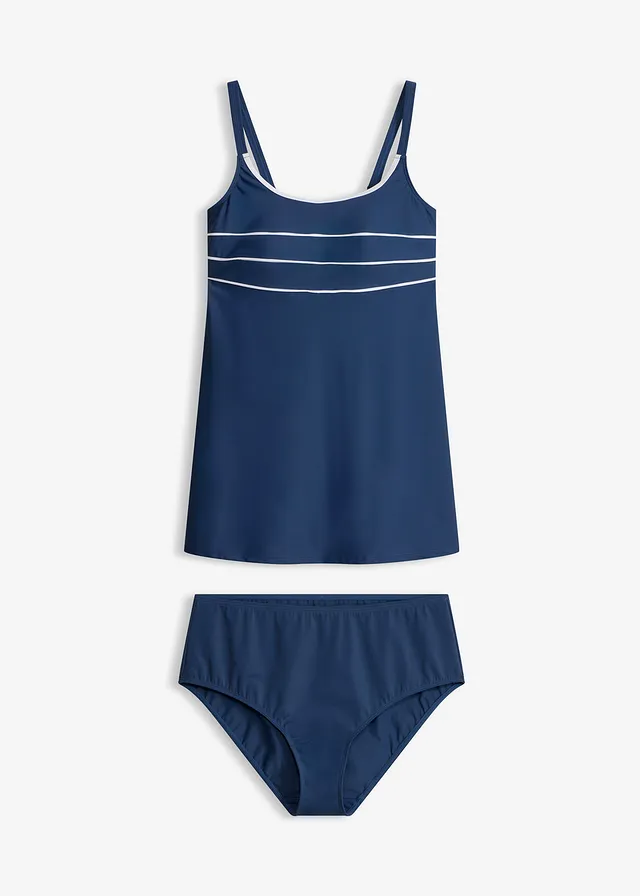 Tankini long à coutures décoratives (ens. 2 pces)