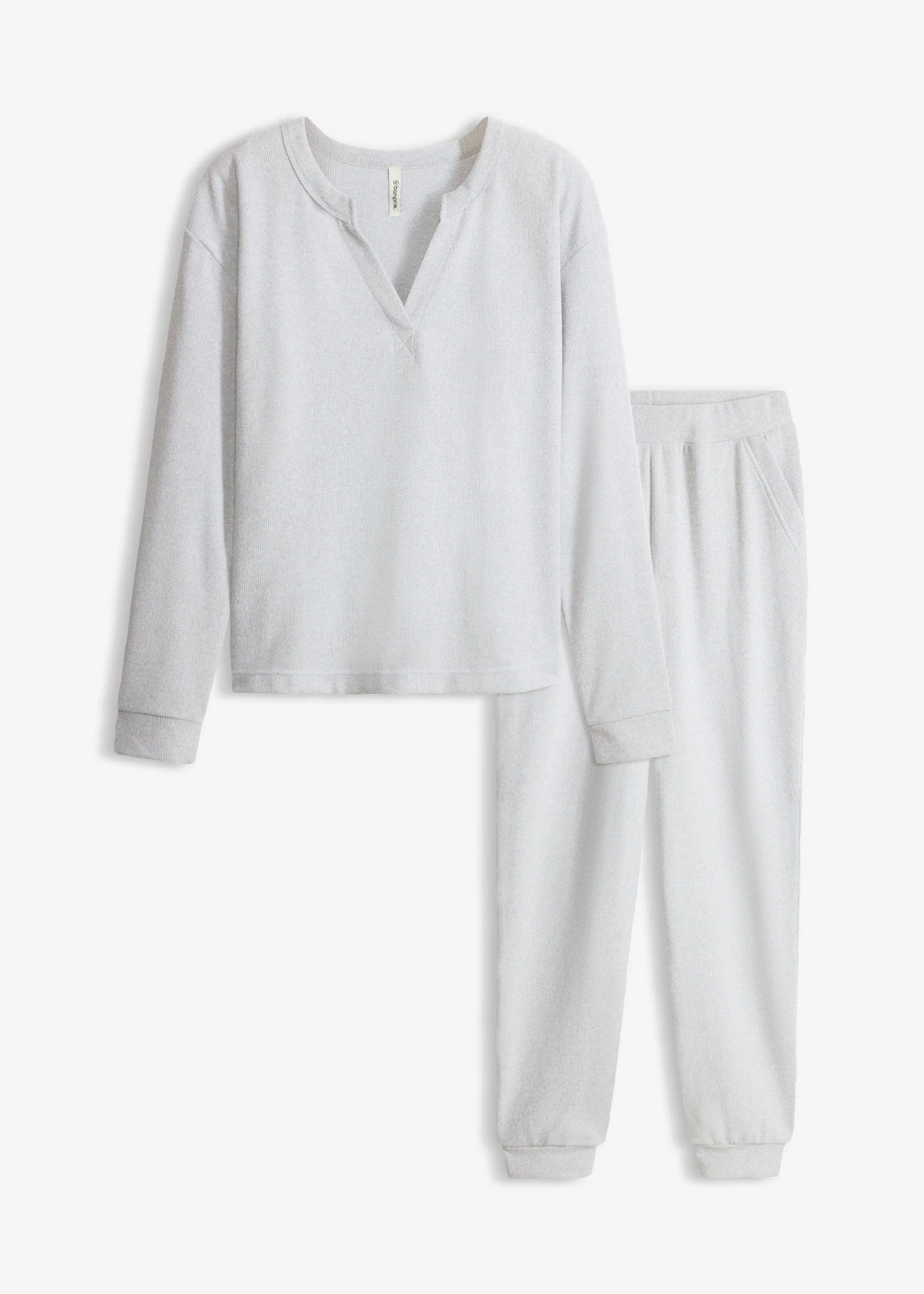 Costum de casă din jerse moale cu textură tip fagure • gri deschis melanj • magazin bonprix