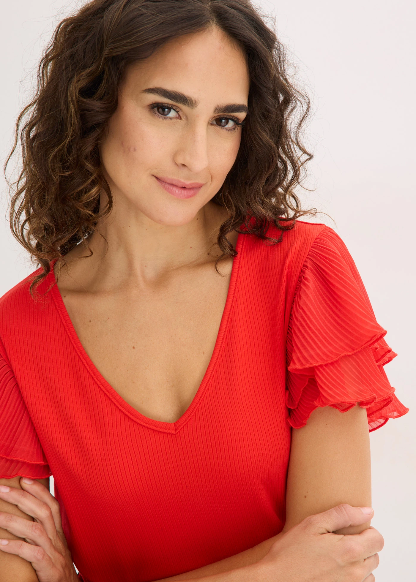 Tričko s volánmi • jahodová • obchod bonprix