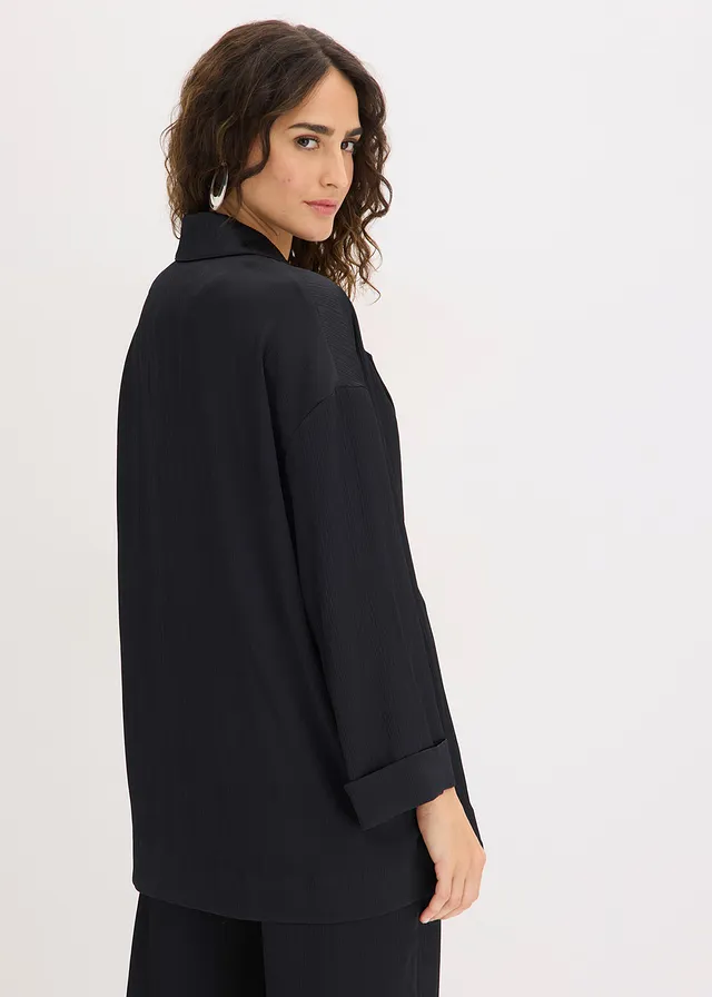 Oversized blazer met dubbele knoopsluiting, Kleur: zwart