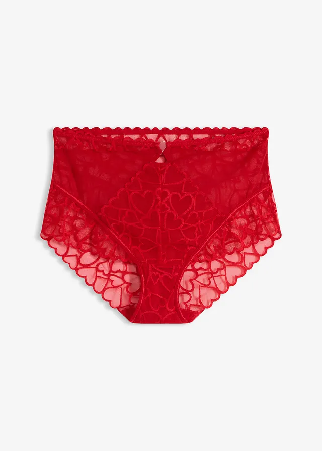 Chilot panty pe talie cu dantelă cu inimioare • roșu-salsa • magazin bonprix