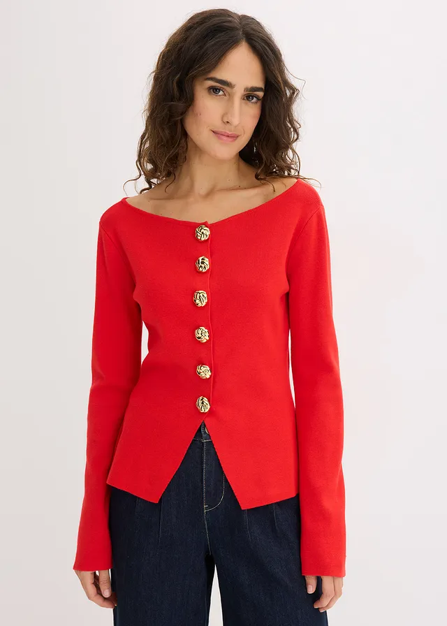 Gilet péplum en maille à boutons décoratifs • fraise • product-page.page-title-suffix