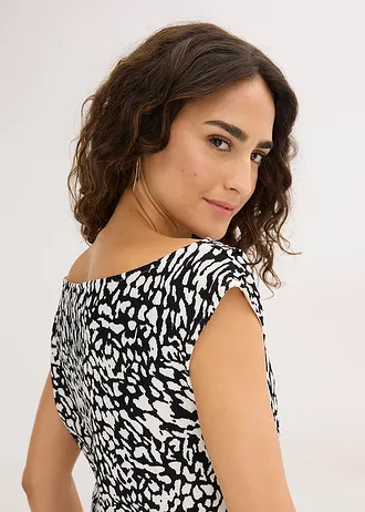 Top à fronces • blanc-noir imprimé • Boutique bonprix