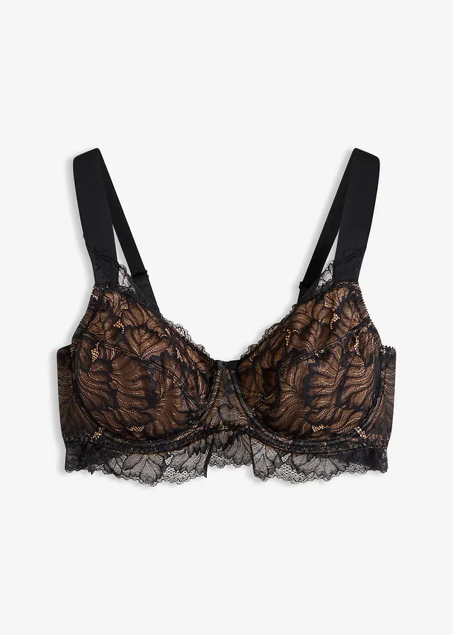Soutien-gorge minimiseur à bretelles rembourrées, Couleur: noir/marron clair