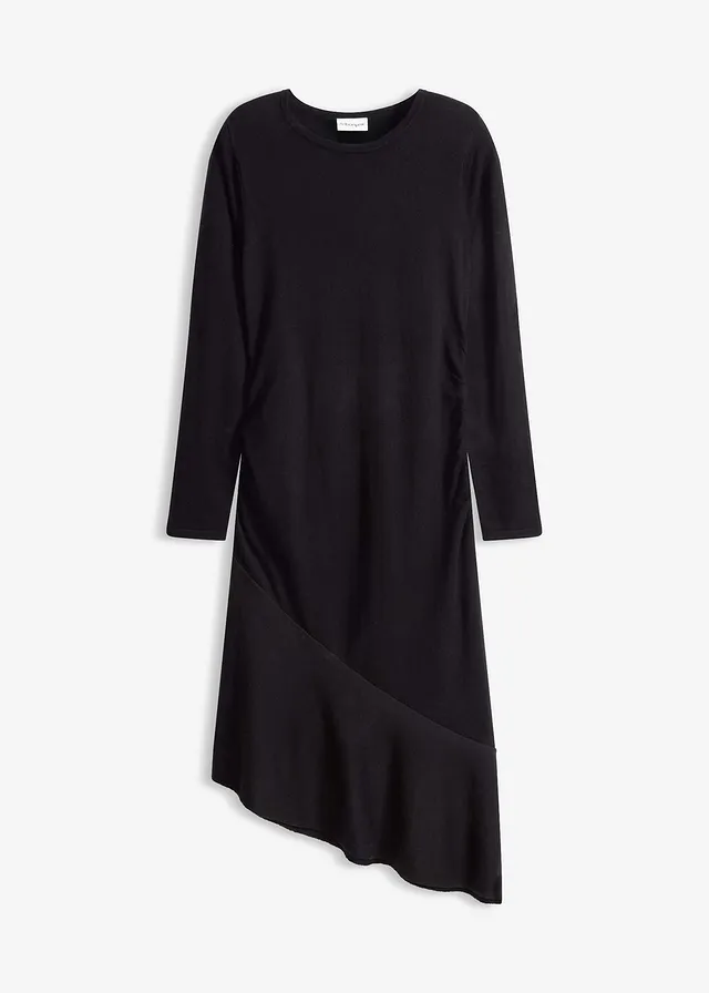 Robe en maille asymétrique en coton et cachemire