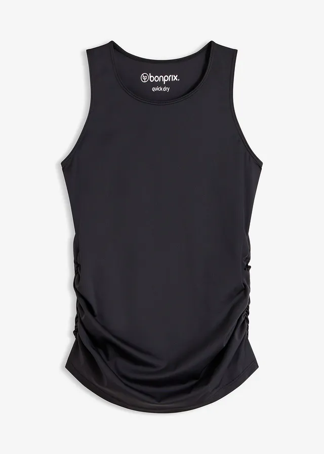 Top funcțional sport cu încrețituri, cu uscare rapidă • negru • magazin bonprix