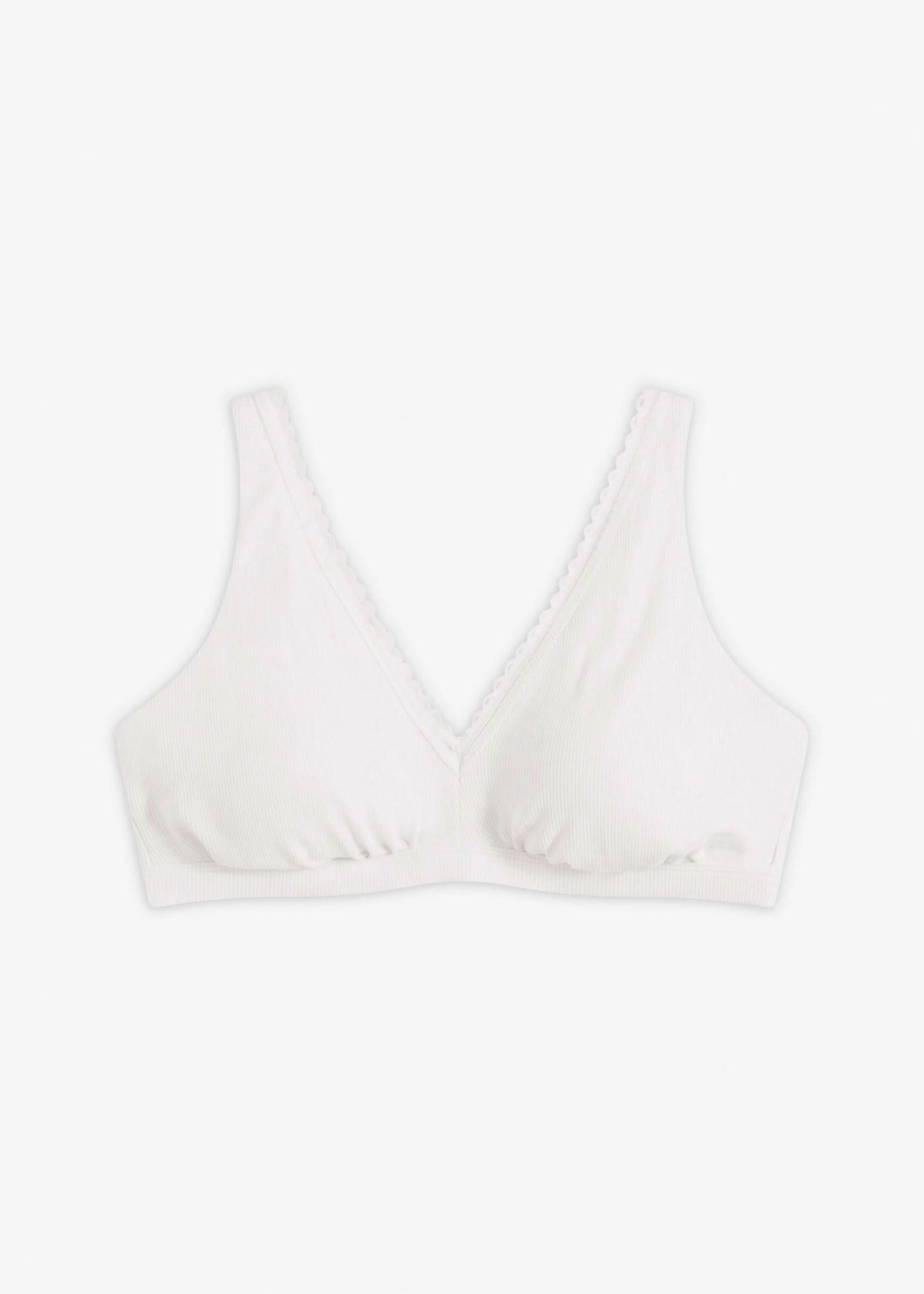 Sutien bralette căptușit fără armătură, din material ripsat cu bumbac organic • alb • magazin bonprix