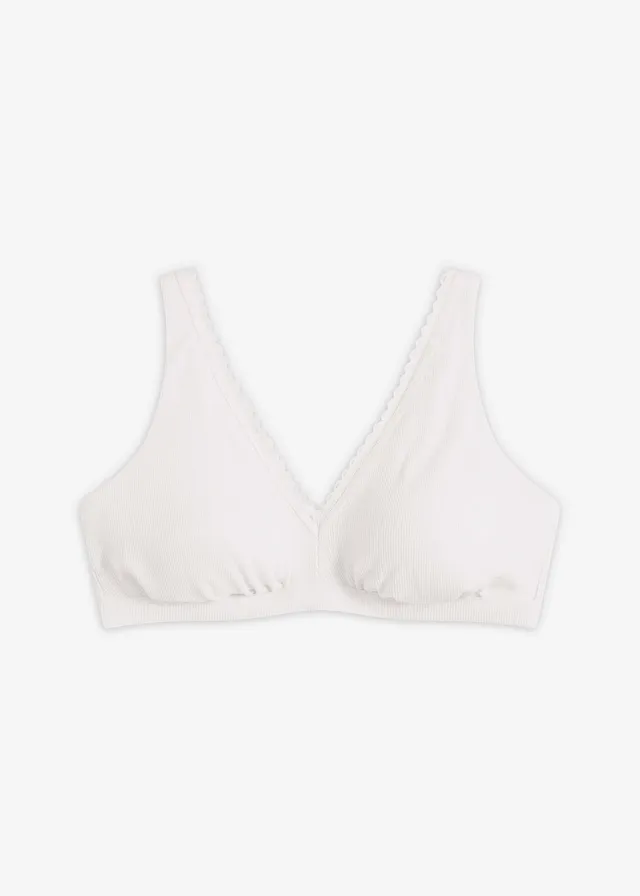 Gewatteerde bralette zonder beugels, met biologisch katoen en kant