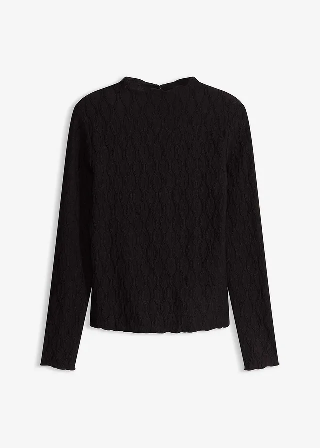 T-shirt manches longues texturé • noir • Boutique bonprix