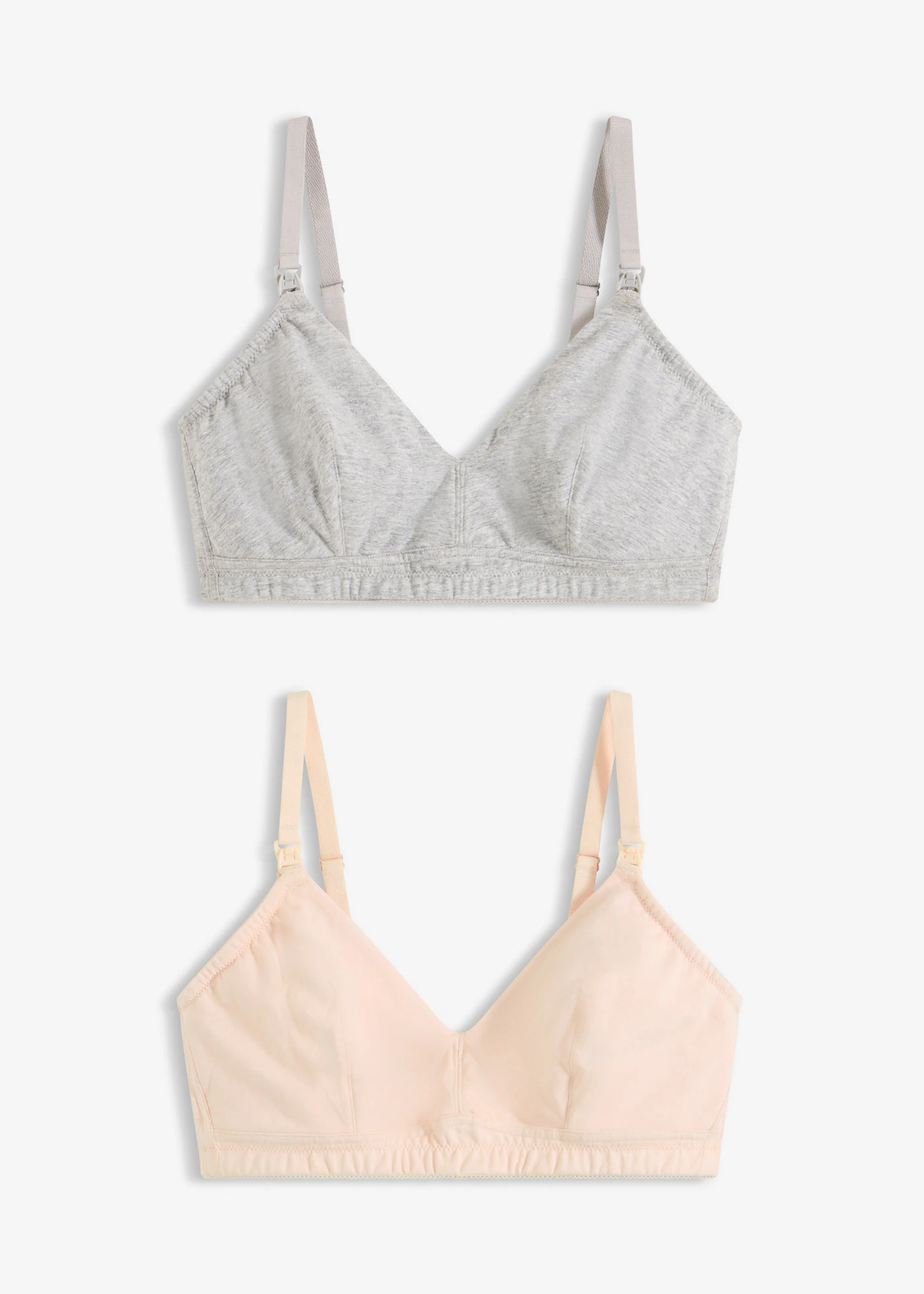 Sutien pentru alăptare fără armătură cu bumbac organic (set /2 buc.) • roz pal mătase+gri deschis melanj • magazin bonprix
