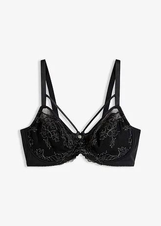 Minimizer bh met beugels en fijn kant, Kleur: zwart-mat zilver