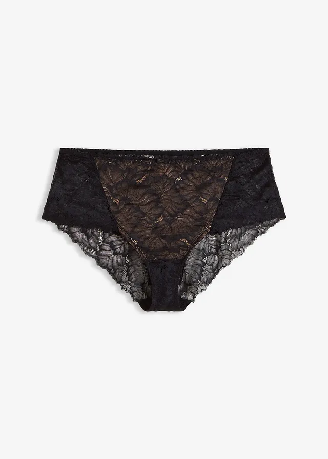 Maxi hipster van zacht kant, Kleur: zwart-lichtbruin